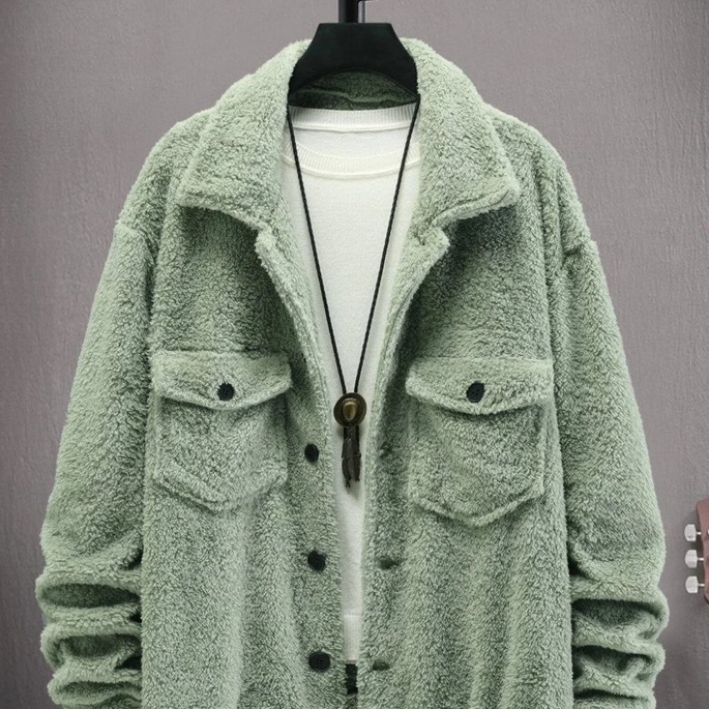 Green Mens Teddy Jacket - Picture 1 of 7